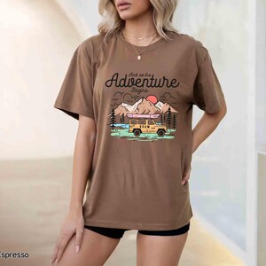 Explore Adventure Mountain Graphic Tee, Comfort Colors 1717 Camping Shirt Espresso