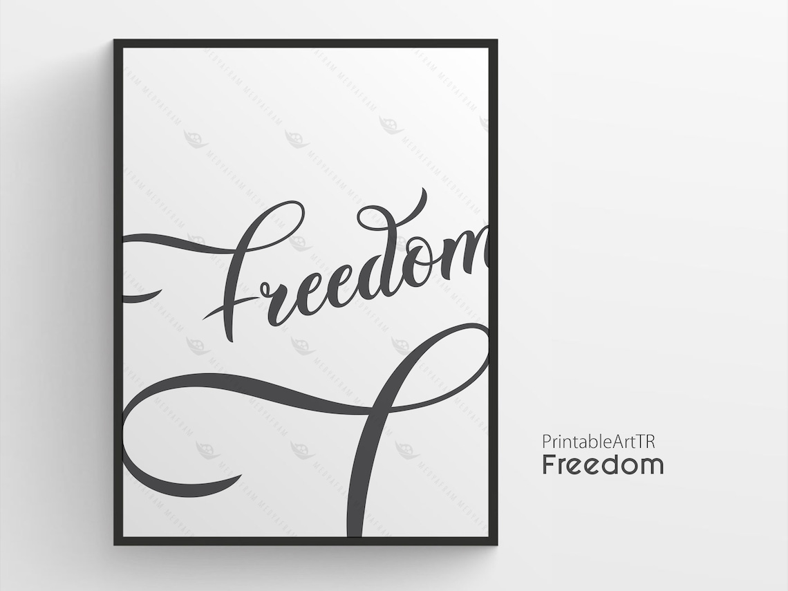 Freedom Printable Wall Art Decor Minimalist Hand Writing Etsy