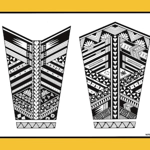 Polynesian Calf Sleeve Design Downloadable Digital Print - Classic Colourway