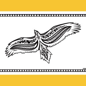 Polynesian Eagle Design Wall Art Print - Classic Colourway