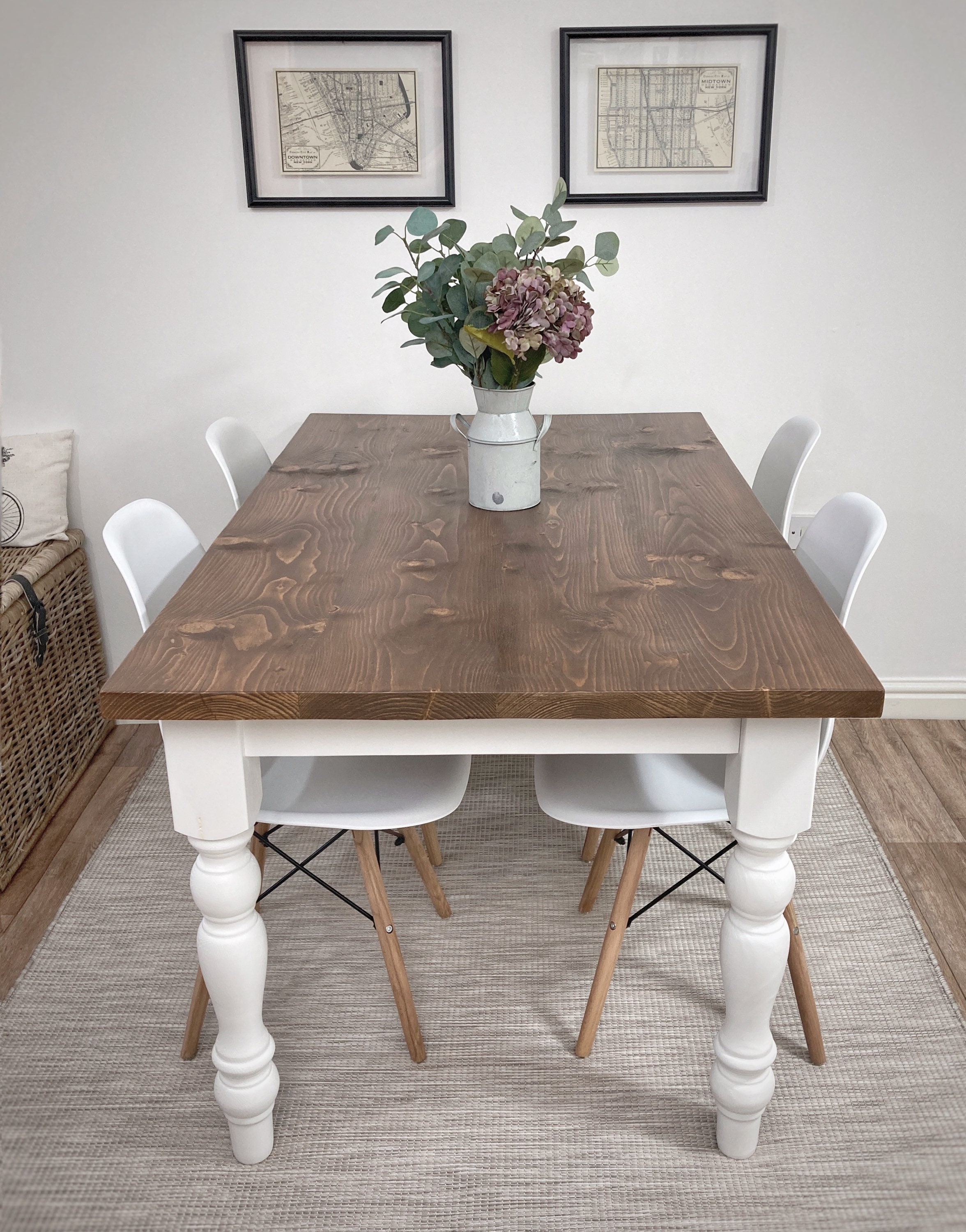 4ft/120cm Bespoke Rustic Farmhouse Dining Table Kitchen Etsy