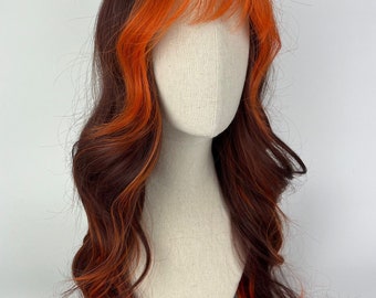 Easy Wear Wig / glueless / natural wig / THE PUMPKINSPICE MAID / pony styling / Warm Dark Brown and Ginger / Orange #waves #pony