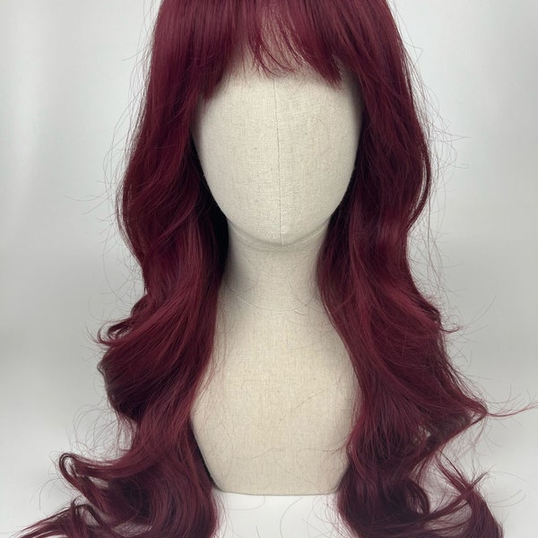 Easy Wear Wig / glueless / natürliche Perücke / THE BERRY MAID / Pony-Styling / Burgunder- Beerenrot / clean burgundy-berry red #curls #pony