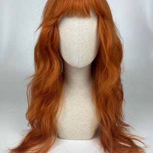 Easy Wear Wig / Velvet Front / Wig / THE TANGERINE MAID / #syntheticwig #velvetfront #easywear #glueless #gluelesswig #orange #pumpkin
