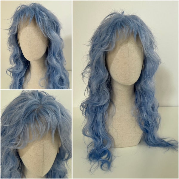 Lace Front Wig, / Perücke / THE STEEL MAID  #Mullet Retro-Styling / 80's / helles blau - light blue customized Mullet Maid