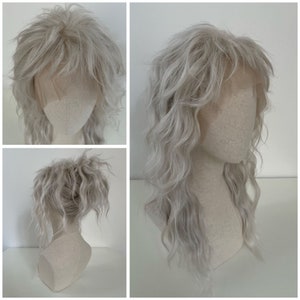 Lace Front Wig/ Wig/ THE SILVER MAID #Mullet Retro-Styling/ 80's / tifes Silver Gray - deep silver gray customized Mullet Maid #witcher