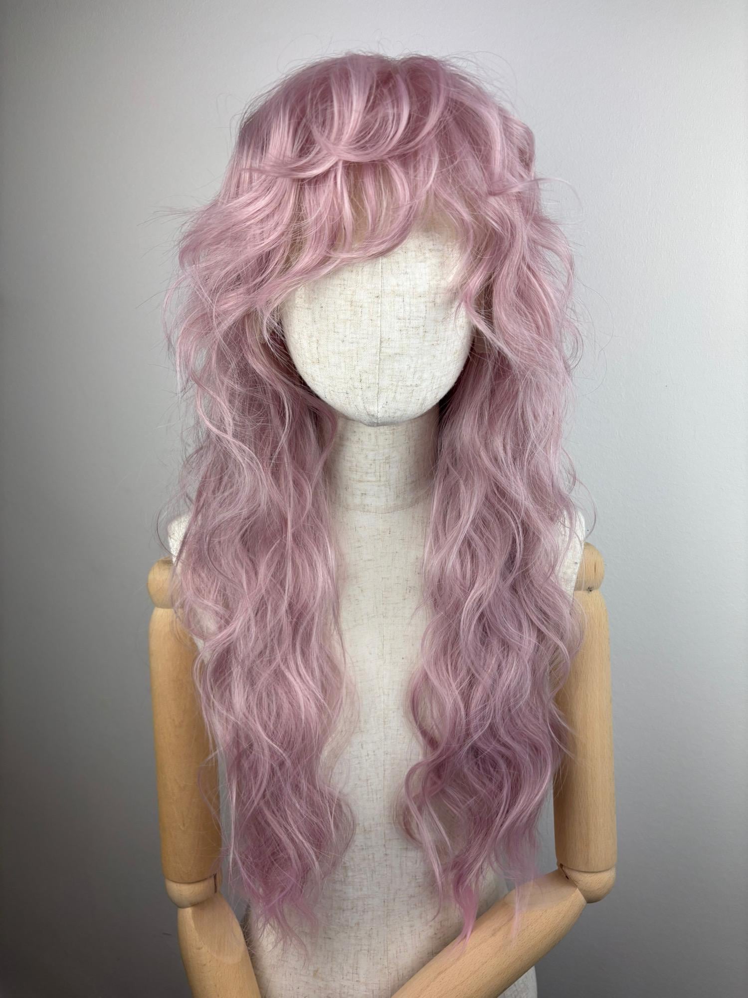 Light pink layered shag wig 12\