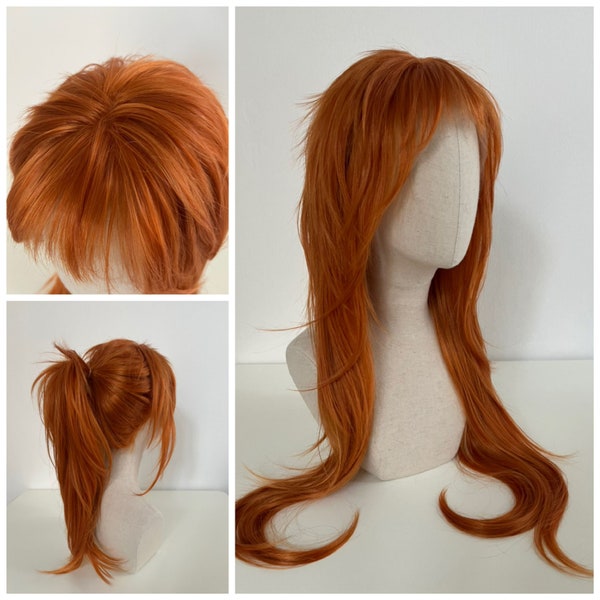 Lace Front Wig, / Perücke / THE YAM MAID edgy Mullet Retro-Styling / 80's /helles Karrotten-Ginger rot / bright carrot-ginger red customized