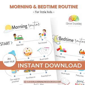 Kids Morning Bedtime Routine Chart Kids Routine Chart Game for Kids