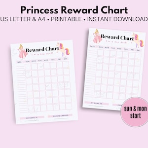 Princess Toddler Chore Chart for Kids - Printable Gifts for Kids