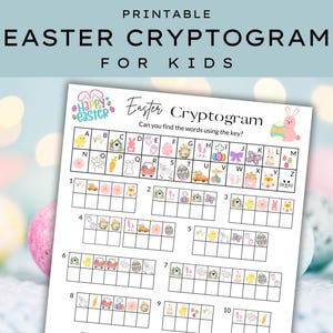 Könnte beinhalten: Druckbares Oster-Kryptogramm für Kinder. Das Arbeitsblatt enthält einen Schlüssel mit Ostereiern, die die Buchstaben des Alphabets darstellen. Lösen Sie das Kryptogramm, indem Sie die Bilder mit den Buchstaben abgleichen, um die versteckten Osterbotschaften zu enthüllen.