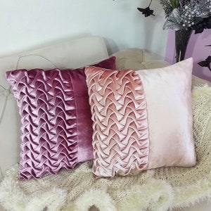 Elegant Salmon Square Pillow Cover - Modern Velvet Home Decor Gift