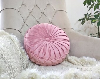 Gift,Pink Round Velvet Decorative Pillow,Blush Throw Velvet Fabric Pillow,Decor velvet Pillow,, Blush Pillow
