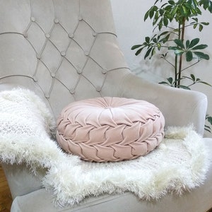 Gift,Pink Round Velvet Decorative Pillow, Throw Velvet Fabric Pillow,Decor velvet Pillow, ,Circular Pillow