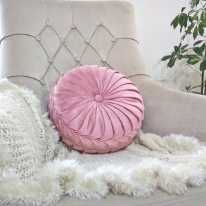 Gift,Pink Round Velvet Decorative Pillow,Blush Throw Velvet Fabric Pillow,Decor velvet Pillow,, Blush Pillow