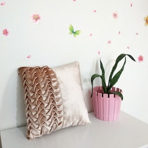 Light Salmon Velvet Pintuck Pillow Cover: Modern Accent Cushion