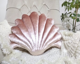 Valentine's Day,Decorative Sea shell Pillow,Throw Velvet oyster Pillow,Salmon shell cushion,Pink Seashell pillow,Sea shell shaped cushions