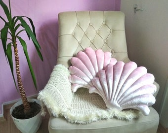 Mother's Day,Gift,Velvet Sea shell Pillow,Throw Velvet shell Pillow,Pink shell cushion,Oyster Seashell pillow,Blush shell shaped cushions