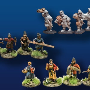 Civils vikings de 28 mm, constructeurs de bateaux et marchands (20 figures)
