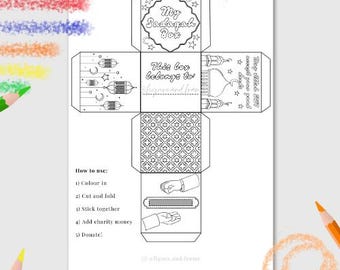 Eid Gift Sadaqah Box : activité de coloriage pour enfants Ramadan (téléchargement numérique)
