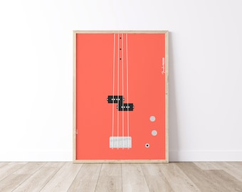 Bass Guitar Poster #2, Fender Precision Poster, Screen Print
