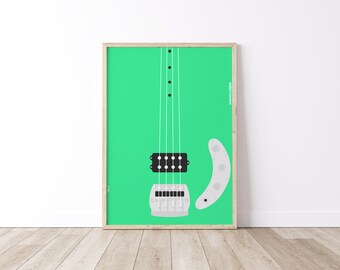 Bass Guitar Poster #1, Stingray Musicman Poster, Screen Print