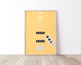 Bass Guitar Poster #3, Fender Jazz Bass Poster, Screen Print