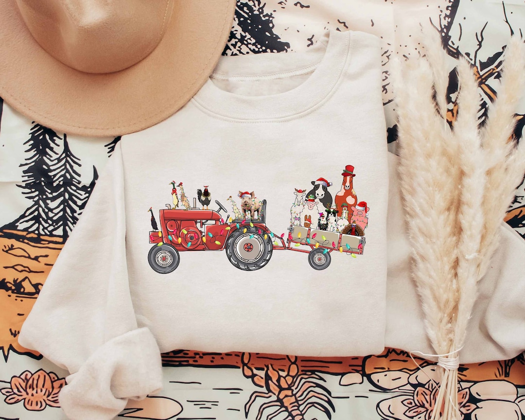 Farmer Christmas Sweatshirt, Farming Christmas Shirt, Farm Animal Shirt