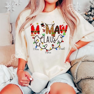 Personalized Mamaw Christmas Shirt With Kids Names, Mamaw Claus Shirt, Mamaw Xmas Shirt, Merry Mamaw Shirt, Merry Christmas Gift For Mamaw