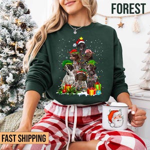 German Shorthaired Pointer Christmas Sweatshirt, GSP Christmas Tree Shirt, Pointer Mama Shirt, GSP Mom Shirt, Dog Mom Gifts, Christmas Gifts