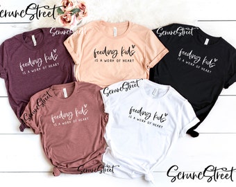 Feeding Kids Is A Work Of Heart Shirt, Funny Lunch Lady Shirt, Lunch Lady T-shirt, Lunch Lady Squad Shirt, Lunch Lady Gifts