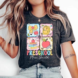Preppy Preschool Back To School Shirt, Preschool Teacher Shirt, Hello Preschool Shirt, Preschool Squad Crew, Custom Teacher Name Shirt