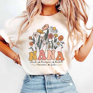 Wildflowers Nana Shirt, Custom Nana Shirt With Kids Names, Nana Mother&#39;s Day Shirt, New Nana Shirt, Nana Life Shirt, Nana Birthday Gift