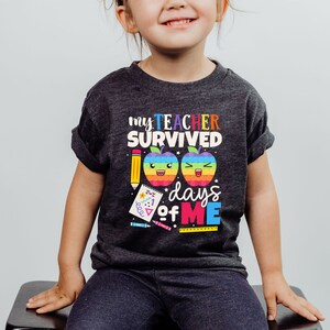 Happy 100th Day of School Shirt For Kids Boys Girls, My Teacher Survived 100 Days Of Me Shirt, 100 Days Brighter, 100th Day Celebration Tees