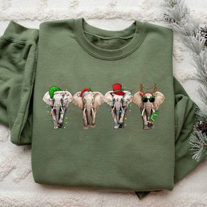 Elephant Christmas Sweatshirt, Cute Elephant Shirt, Elephant Lover T-Shirt, Christmas Gifts For Elephant Lover, Merry Christmas Shirt