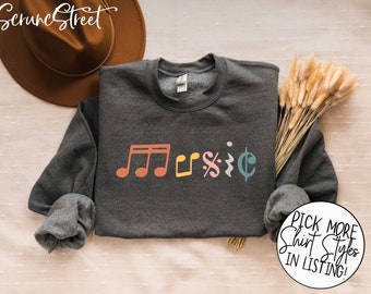 Music Teacher Sweatshirt, Music Teacher T-Shirt, Music Shirt, Music Notes Shirt, Music Teacher Gifts, Music Lover Gifts, Musician Gifts