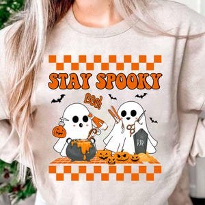 Stay Spooky Hairstylist Ghost Halloween Shirt, Spooky Hairstylist Shirt, Hairdresser Halloween Shirt, Trick or Trim Shirt, Hairdresser Gift