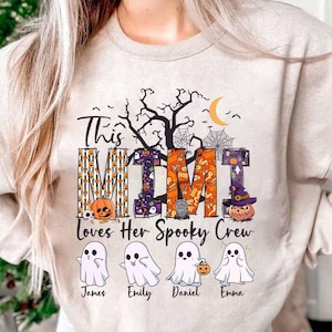 Custom Mimi Halloween Shirt With Kids Names, This Mimi Loves Her Spooky Crew Shirt, Spooky Mimi Shirt, Spooky Halloween Gift For Mimi