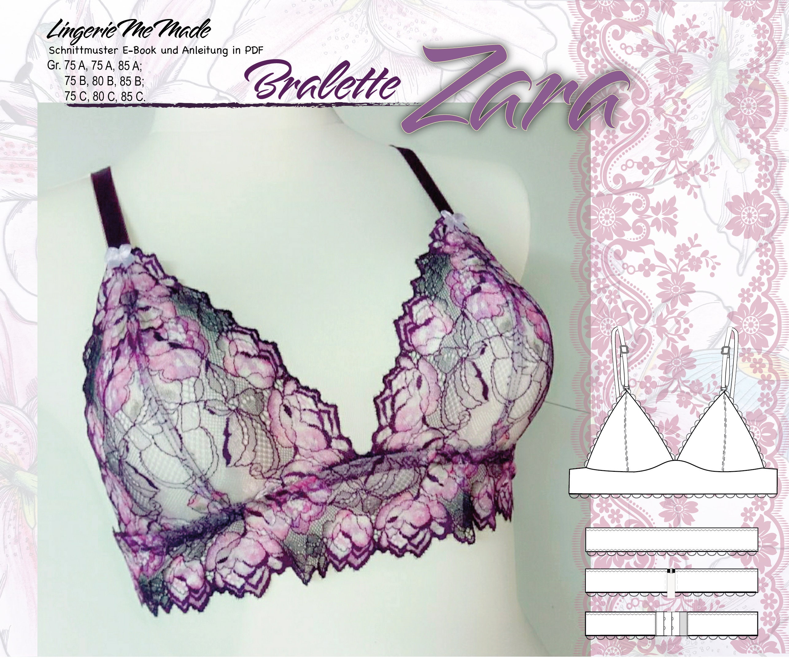 Sewing Pattern From Lingeriememade Bralette Zara, German / German. E-book  and Instructions in PDF Sewing Bralette Idsmx3 -  Hong Kong