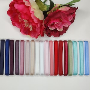 10 mm BH-Trägerband in dunkelblau rot beige weiß creme Himbeere flamingo pflaume.  3/8" Strap elastic satin IDtrx20