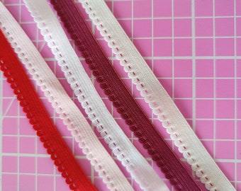 Galon décoratif/élastique à linge 8 mm, élastique picot, élastique culotte en blanc, blanc cassé, rose, rouge, baie IDelx19