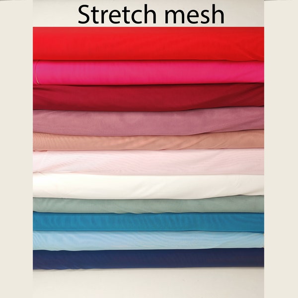Tulle elastic, stretch net, elastic net, Lycra tulle mesh for bra, body, briefs, swimwear, dance, evening wear sewing. 11 colors IDpwx8