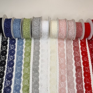 1 m elastic narrow lace trim approx. 3 cm, 13 colors/stretch lace trim IDsx4