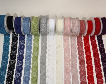 Elastic Lace Trim 3 cm for Lingerie & Underwear, Stretch Lace by the Meter, Narrow Bra Lace in 13 Colors