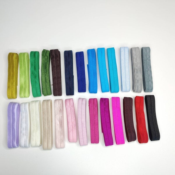 FOE - fold over elastic satin/plush 26 colors black, blush pink, creme, beige. width 19mm or 3/4 inch.