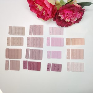 Bra closure 2x3 and 2 x 2 in Silver peony, Peach rouge, Antique rose, Lotus, Lilac, Flamingo, peach, salmon pink, Baby pink IDheyex17