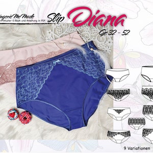 Sewing pattern of Lingeriememade Slip Diana Gr. 32 - 52, German / German. PDF E-Book Slip/ Sewing women's panties with 9 variations. IDsmx3