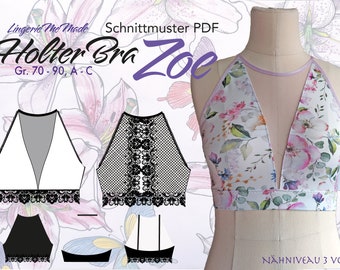 Sewing pattern Holterbra Zoe or as a sports bra or swim bikini. Gr. 70-90, Cup A-C. E-book and sewing instructions in PDF. German - German. IDsmx3
