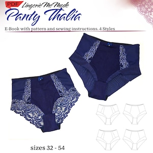Pattern for high waisted panty Thalia. sizes 32 - 54, English. 4 styles. PDF e-book. IDsmx3