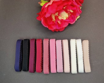 15 mm underbust elastic in white, cream, rose, grenadine pink, lavender light, blush pink, midnight blue, black, plum, berry, beige IDelx19